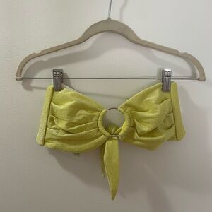 Yellow Bow Tie Bandeau Top - High Waisted Cheeky Rouched Bottoms